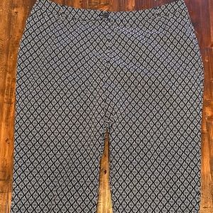 Talbots Plus Size Crop Pants with Button Trim - Navy Blue Pattern